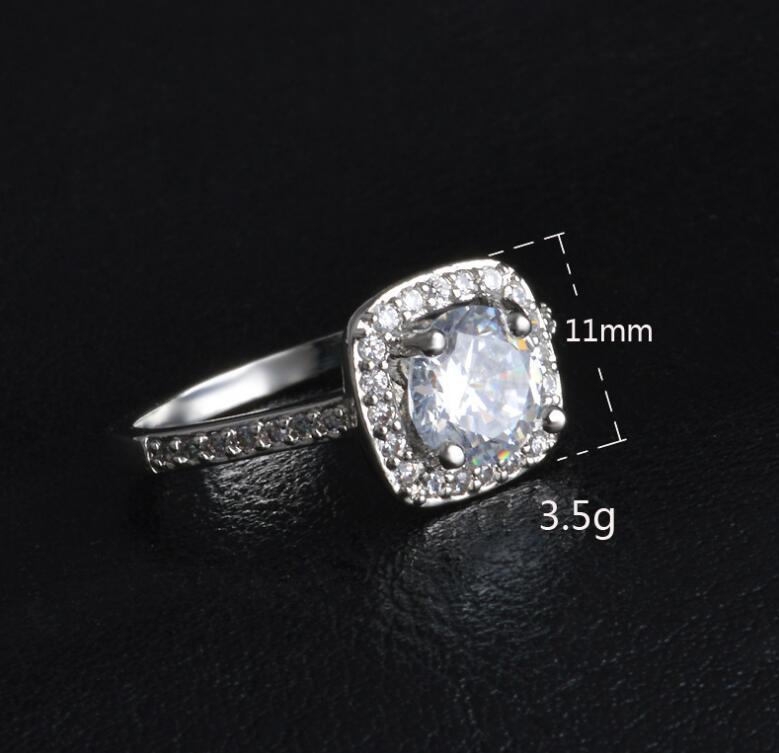 Pave 2 Ct Cubic Zirconia Silver Princess Engagement Solitaire Ring RS18