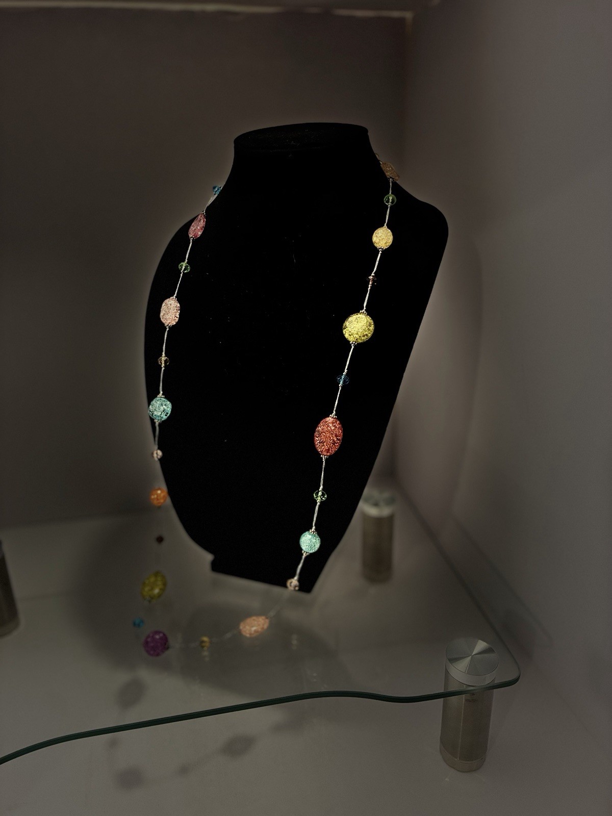 Premier Designs Multi Color Beaded Station Necklace Retired Rainbow Confetti PD