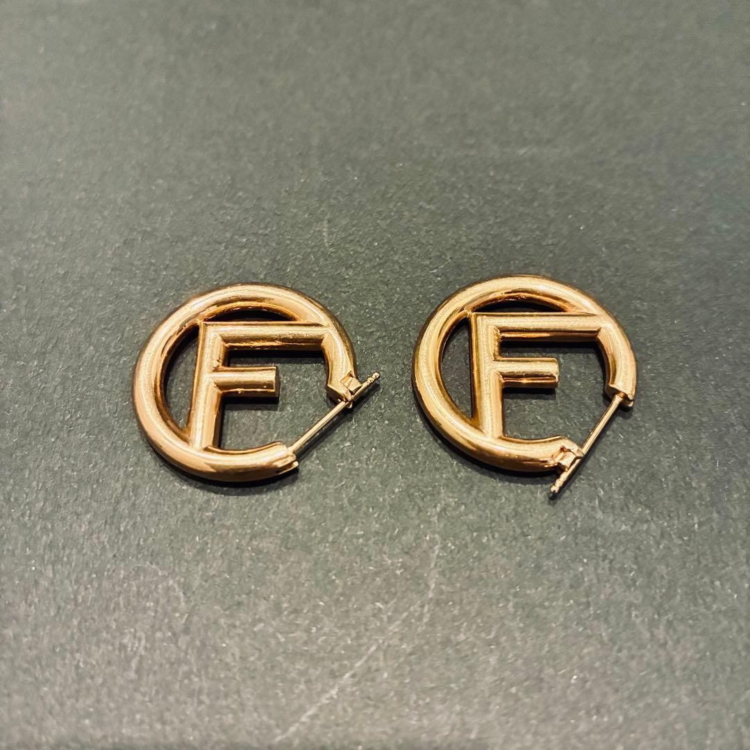FENDI F Is Fendi Hoop Earrings Logo Gold Tone Pair Women’s Accessories Italy