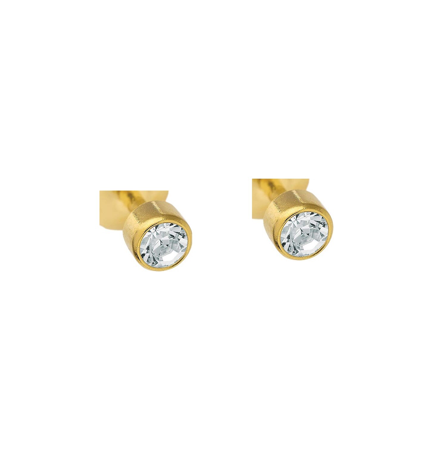 Crystal Stud Earrings 24ct Gold Plated Ear Piercing Studs Earrings Sterile