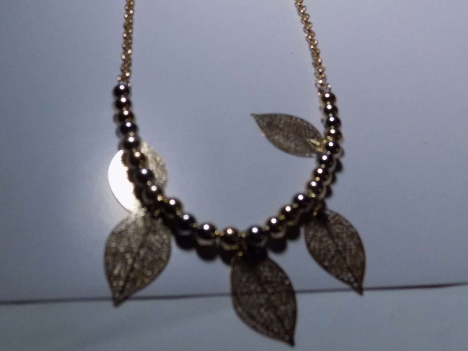 Gold Tone Filigree Leaf 3 PC Bracelet Necklace Earring Set NWT (155)