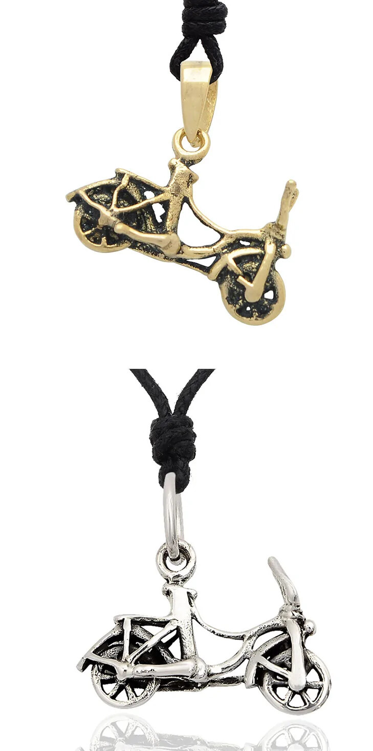 Bicycle Bike 92.5 Sterling Silver Gold Brass Charm Necklace Pendant Jewelry