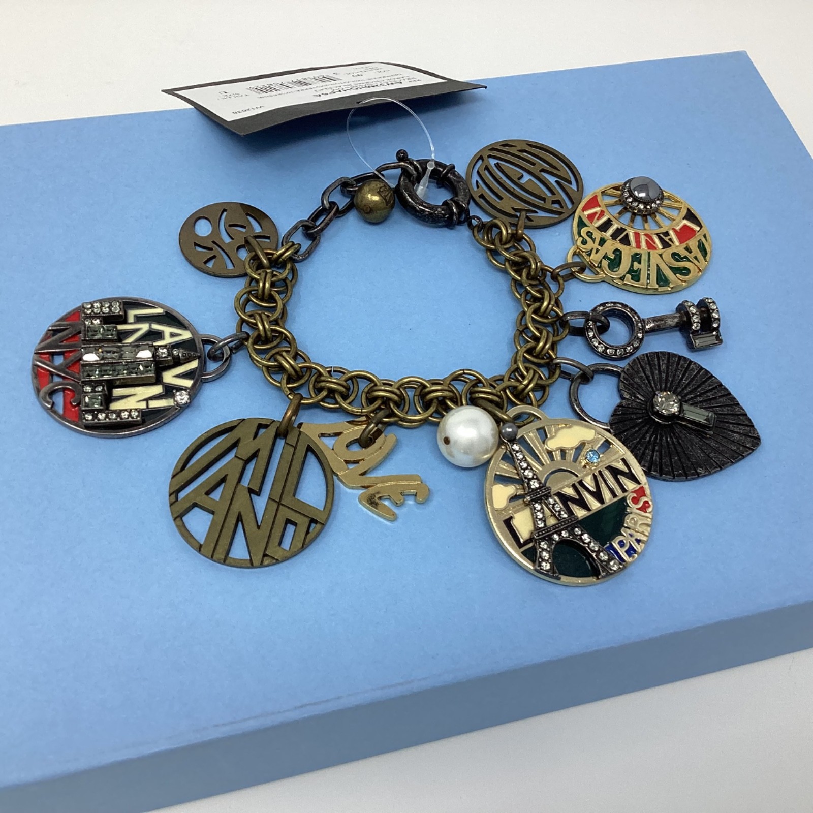 Lanvin Paris Charm Bracelet Archive Travel Swarovski, Enamel & Mixed Metals New