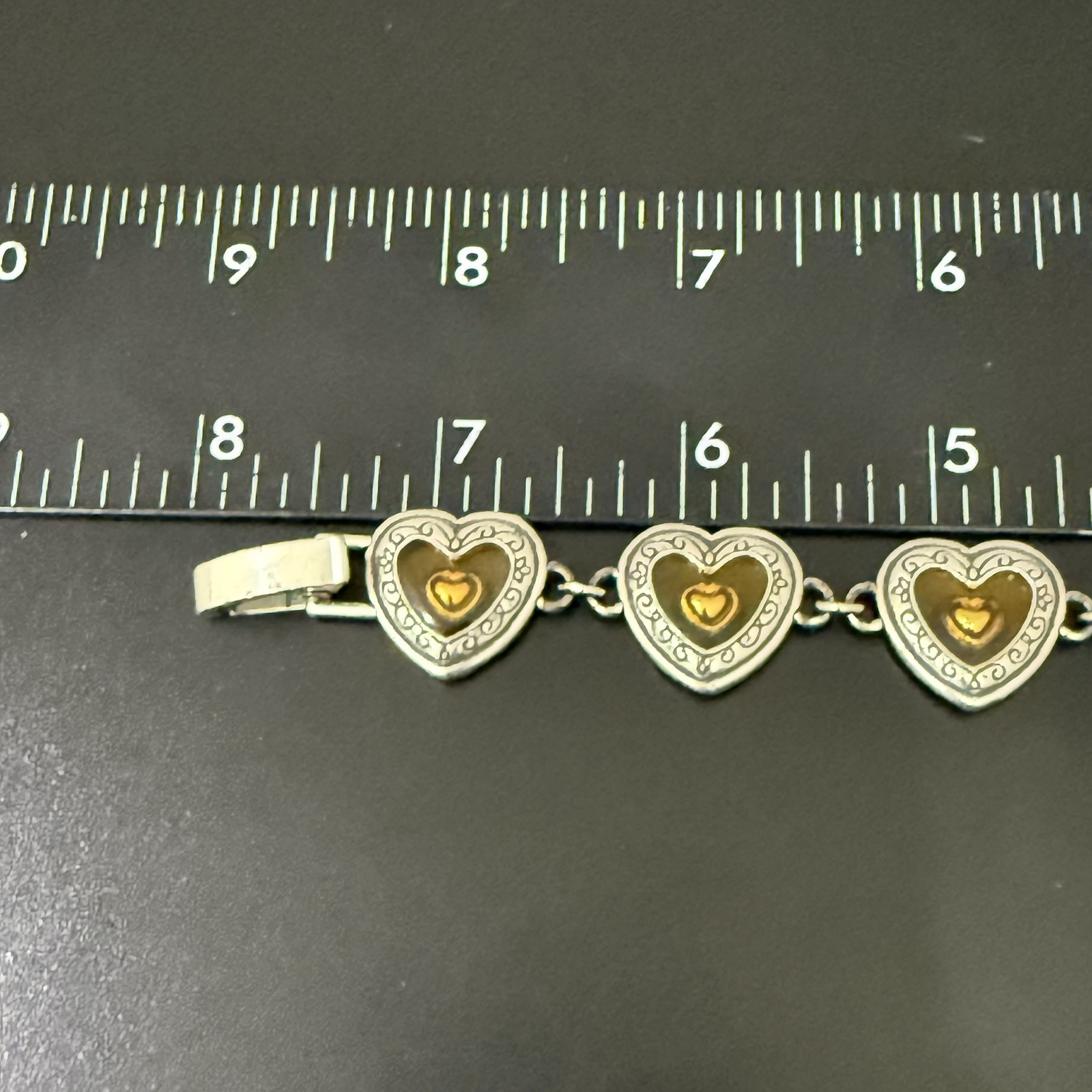Retired BRIGHTON Free Floating Hearts Lucite Heart Links 7.75” Bracelet 30g.