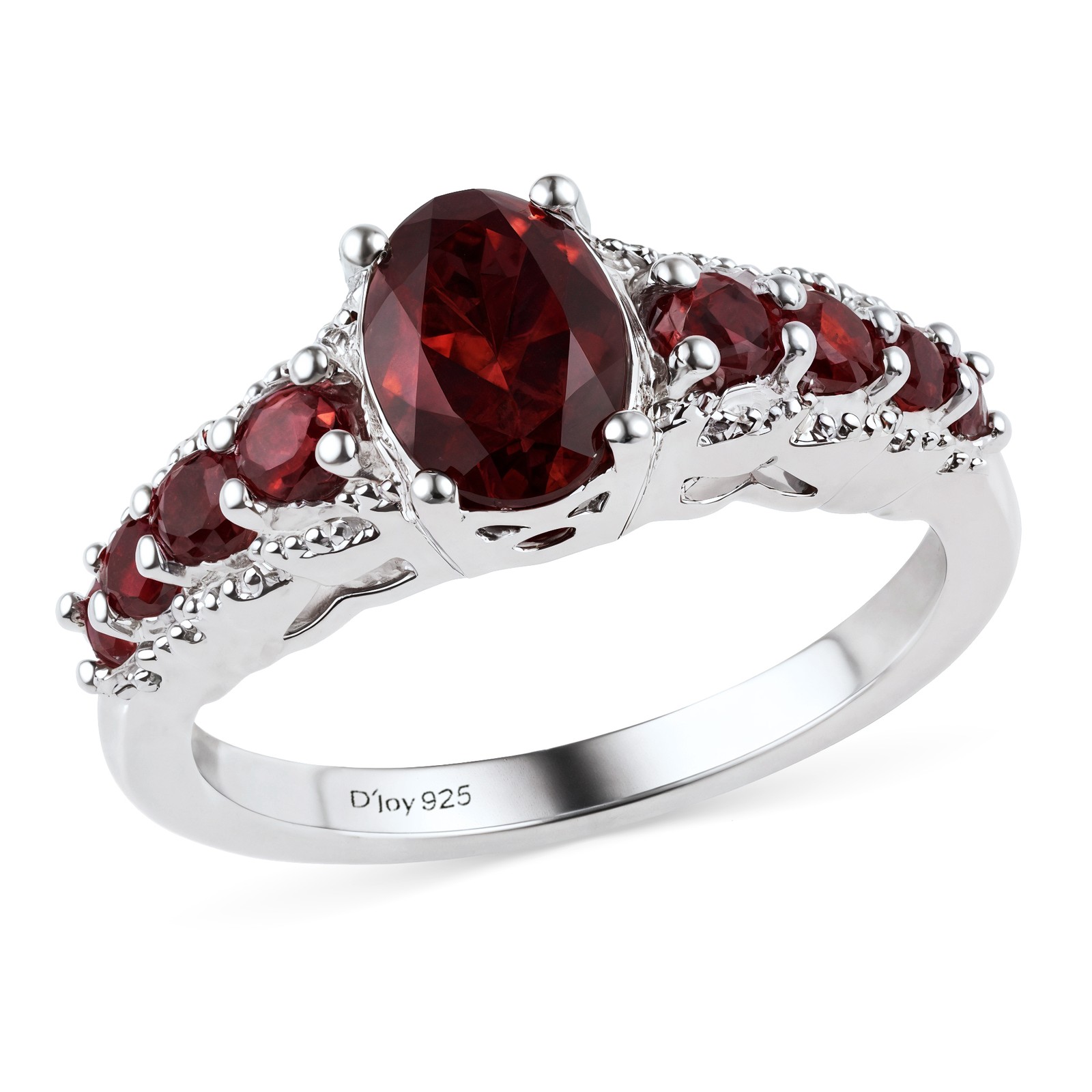 Garnet 3.40 ctw Ring in Sterling Silver Size 9.0