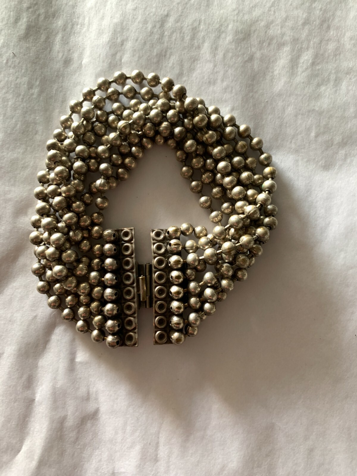 Reminiscence Paris-Zoe Coste Oxidised Silver Tone Bead Chain Cuff,Bracelet-Excel
