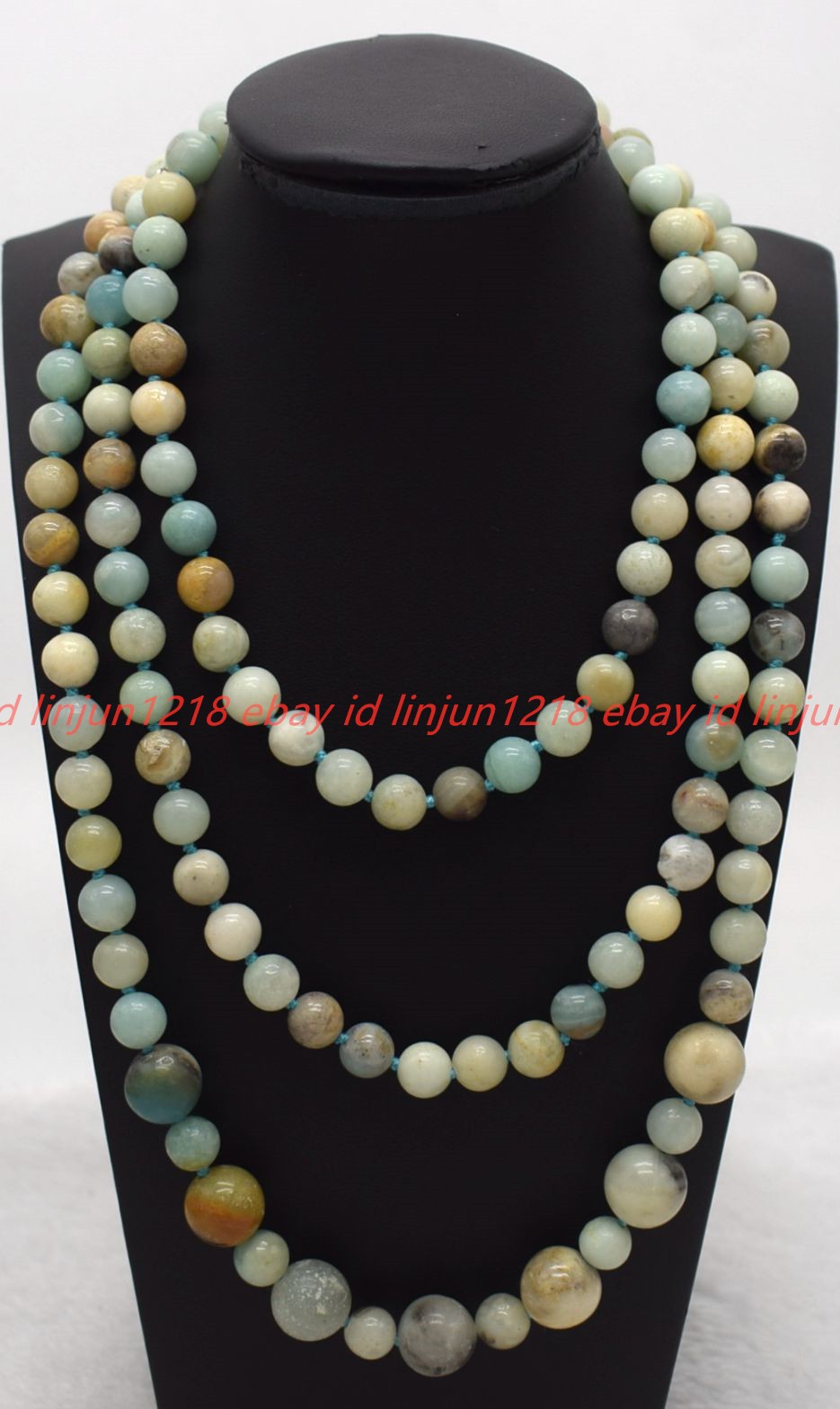 Natural 8+12mm Multicolor Amazonite Gemstone Round Beads Necklace 36-50in Long