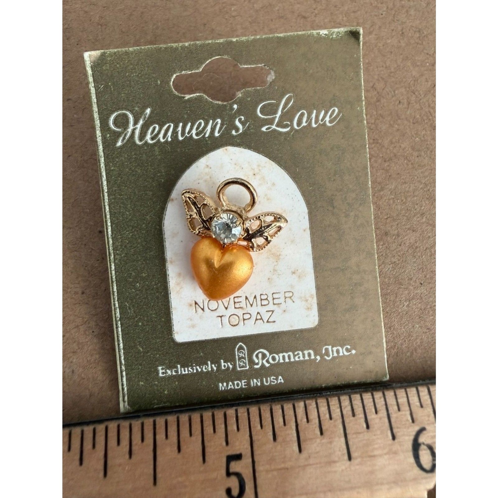 Heavens love november topaz angle heart pin by Roman inc