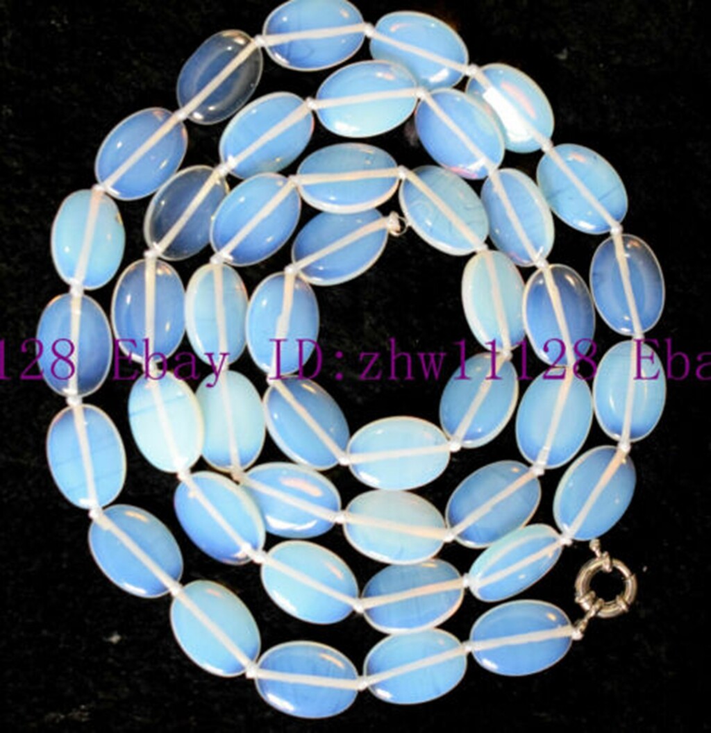 13x18mm Agate/Jade/Aquamarine/Morganite/Jade Gems Oval Beads Necklace 18/36″