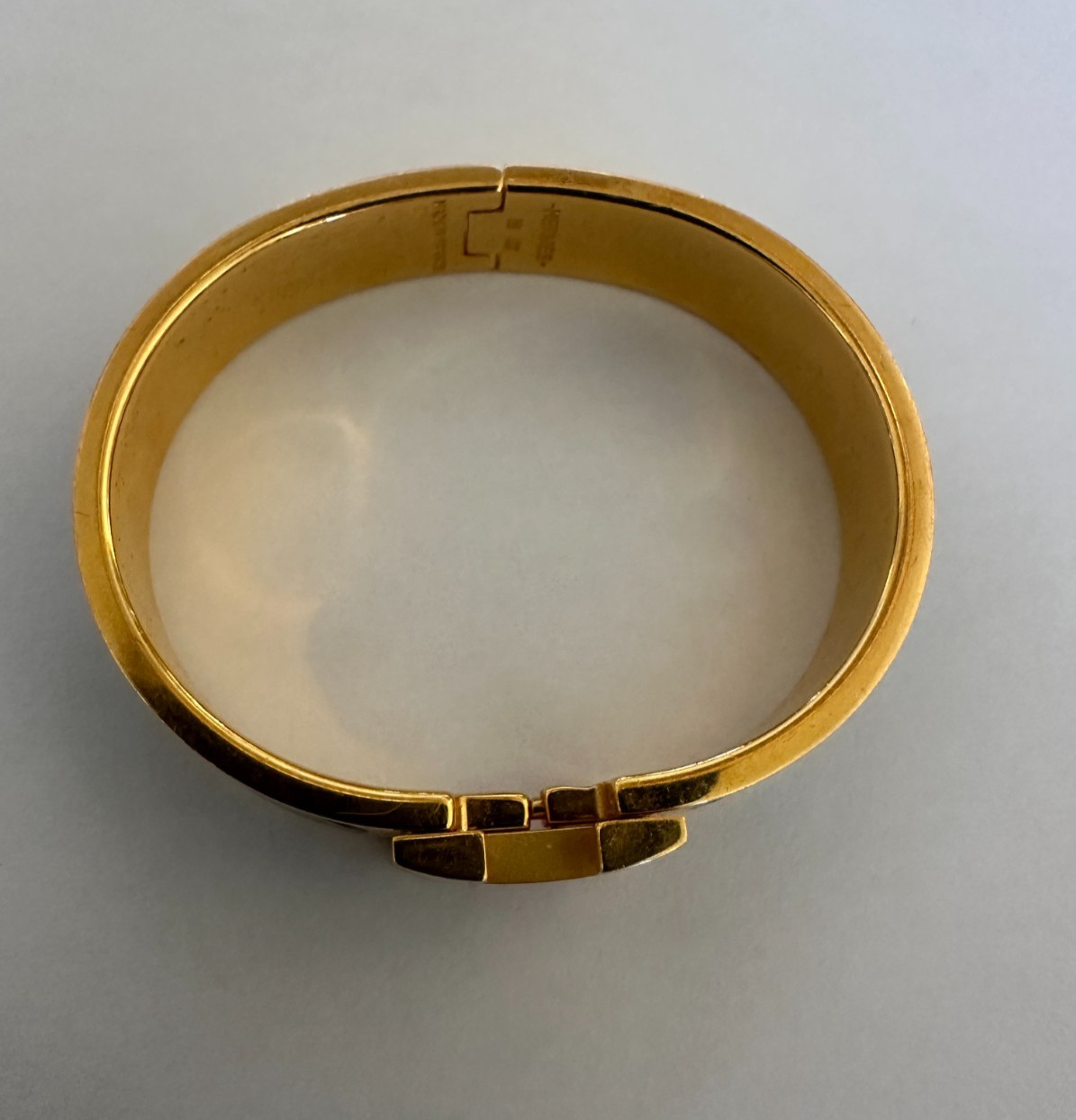 Hermès Clic Clac H PM Black Enamel Gold Plated Bangle Bracelet Made in France