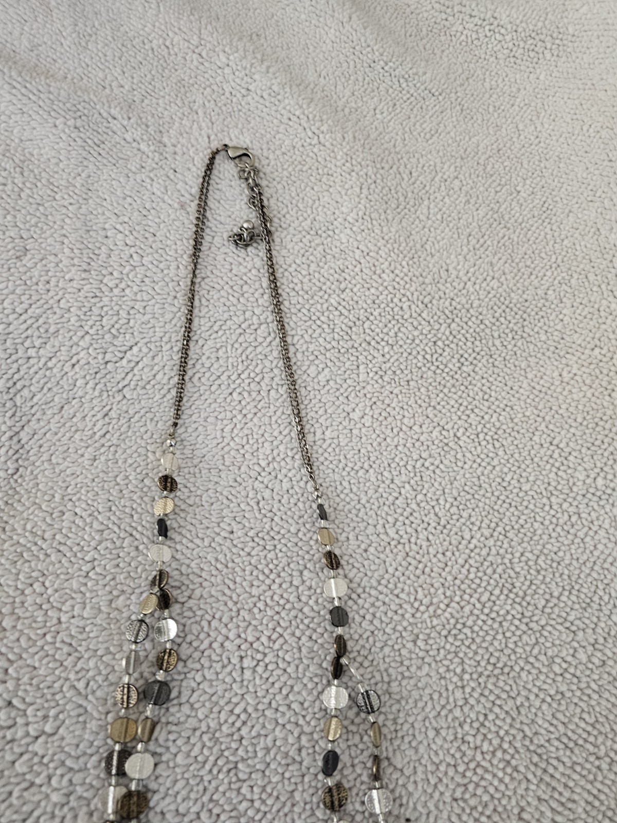 Chico’s Coin Long Bib Necklace Mixed Metal Layered Signed Chicos Jewelry 41″