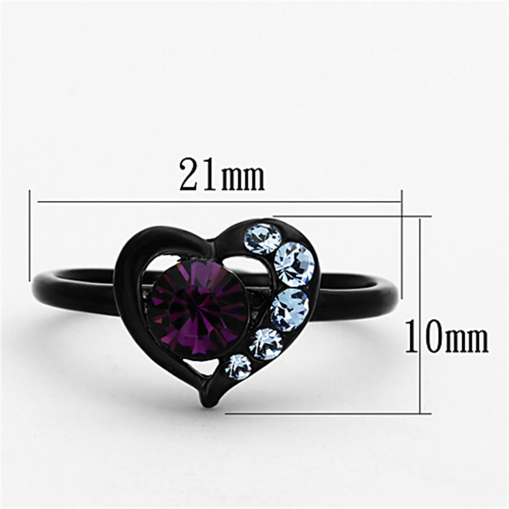 TK1300 – IP Black(Ion Plating) Stainless Steel Ring with Top Grade Crystal in