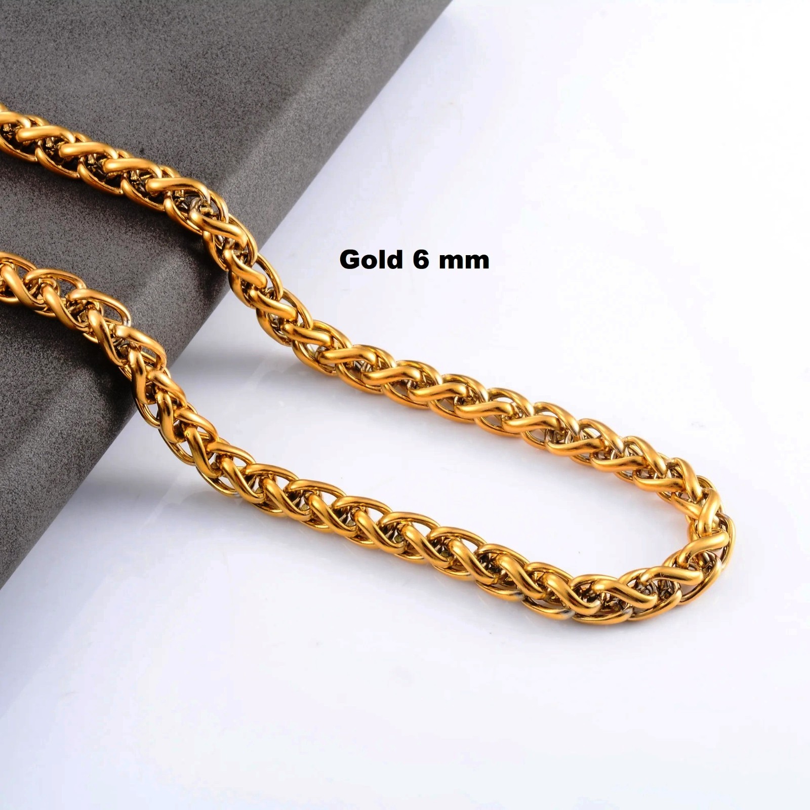 Foxtail Waterproof Necklace Silver/Gold Men Women, Braided Chain Stainless Steel