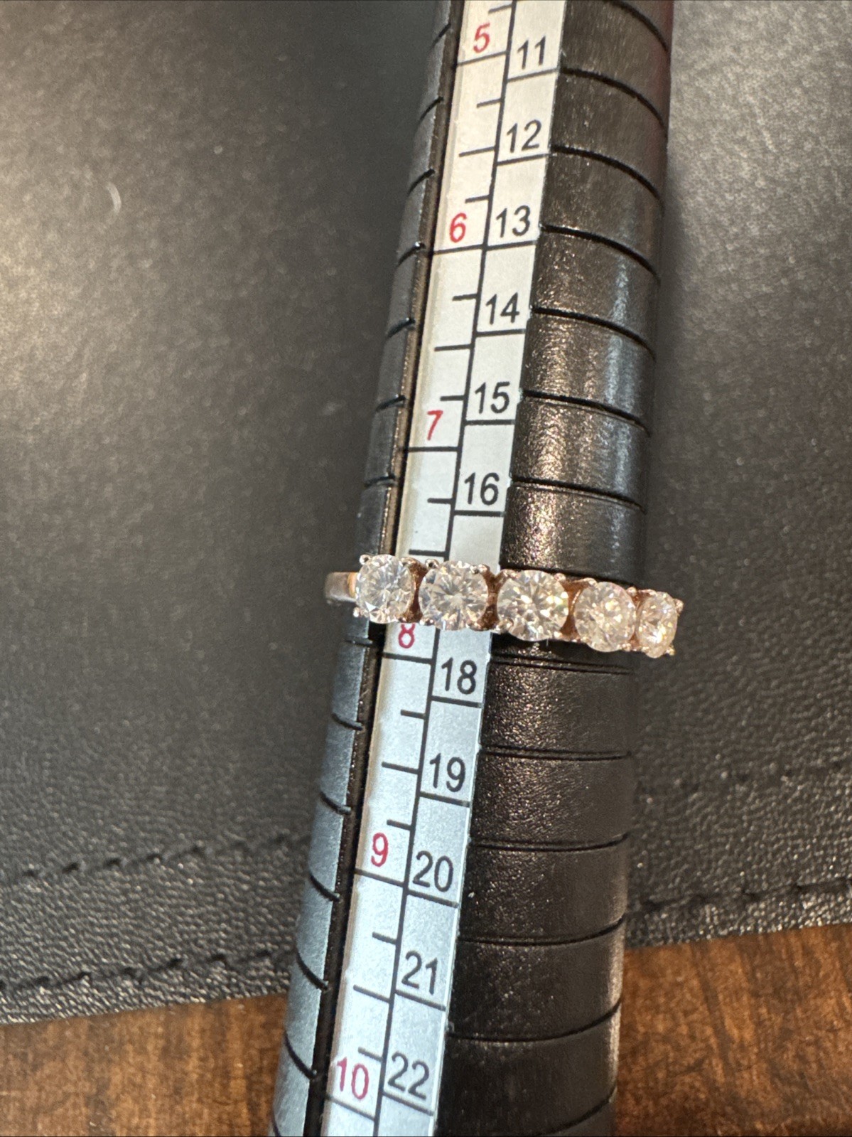 Lab Created Moissanite Ring, 5 Stone Pavé, In 18K Rose Gold Plated -Sz 8