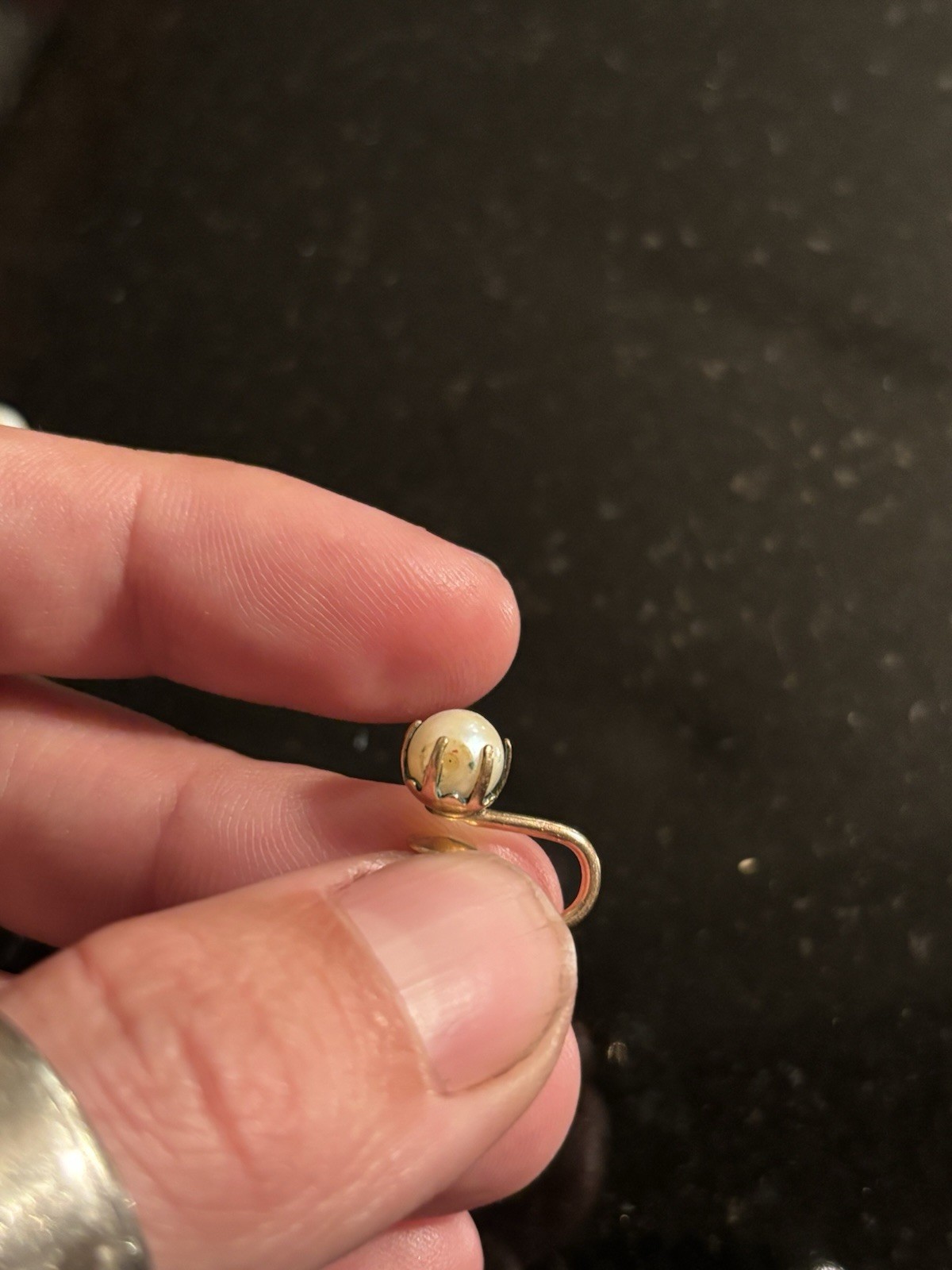 12k Gold Filled Signed Screw Back Stud Earrings, Set of 2 Pairs Simulated Pearl