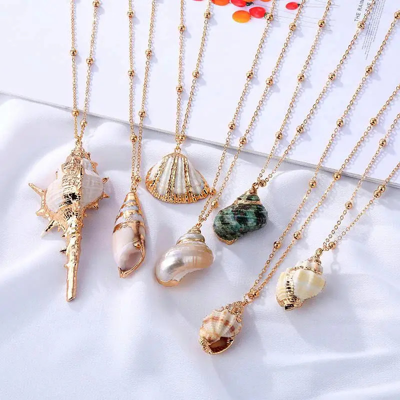 Bohemia Conch Shells Necklace Sea Beach Shell Pendant Necklace For Women Female