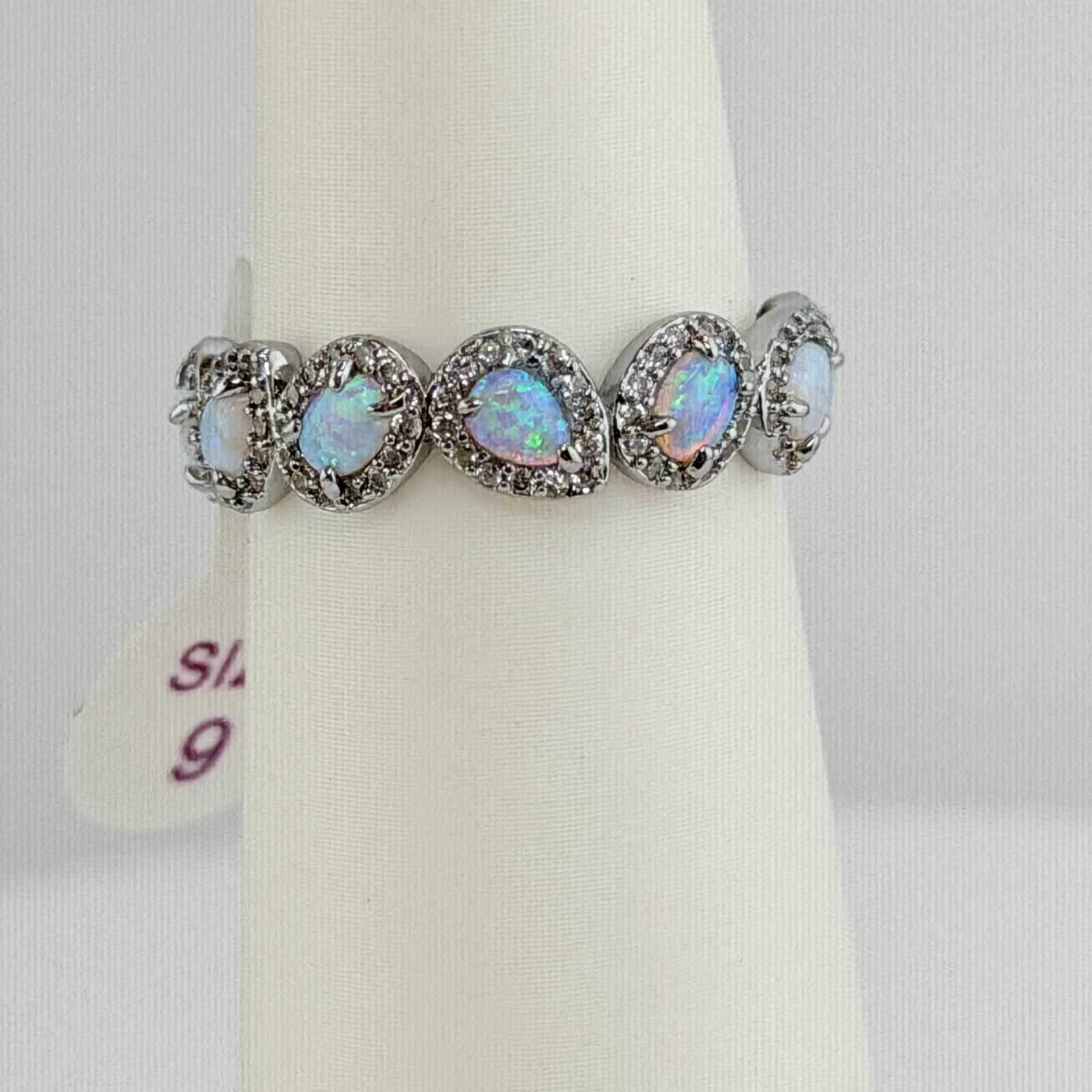 Bomb Party Sz 9 “Happiness In Sparkle” Frosted Fire Opal on Hematite RBP8290