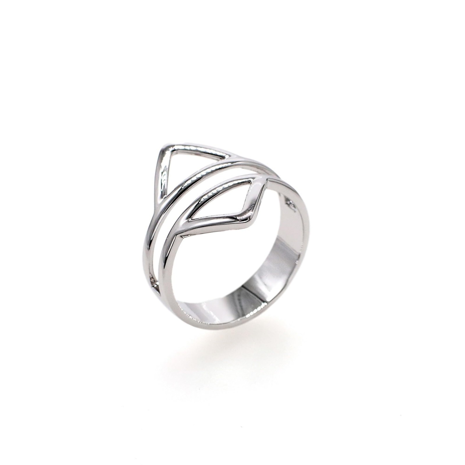 18K Gold Plated Double Triangle Ring – Stackable Gift for Women, Daily Wear