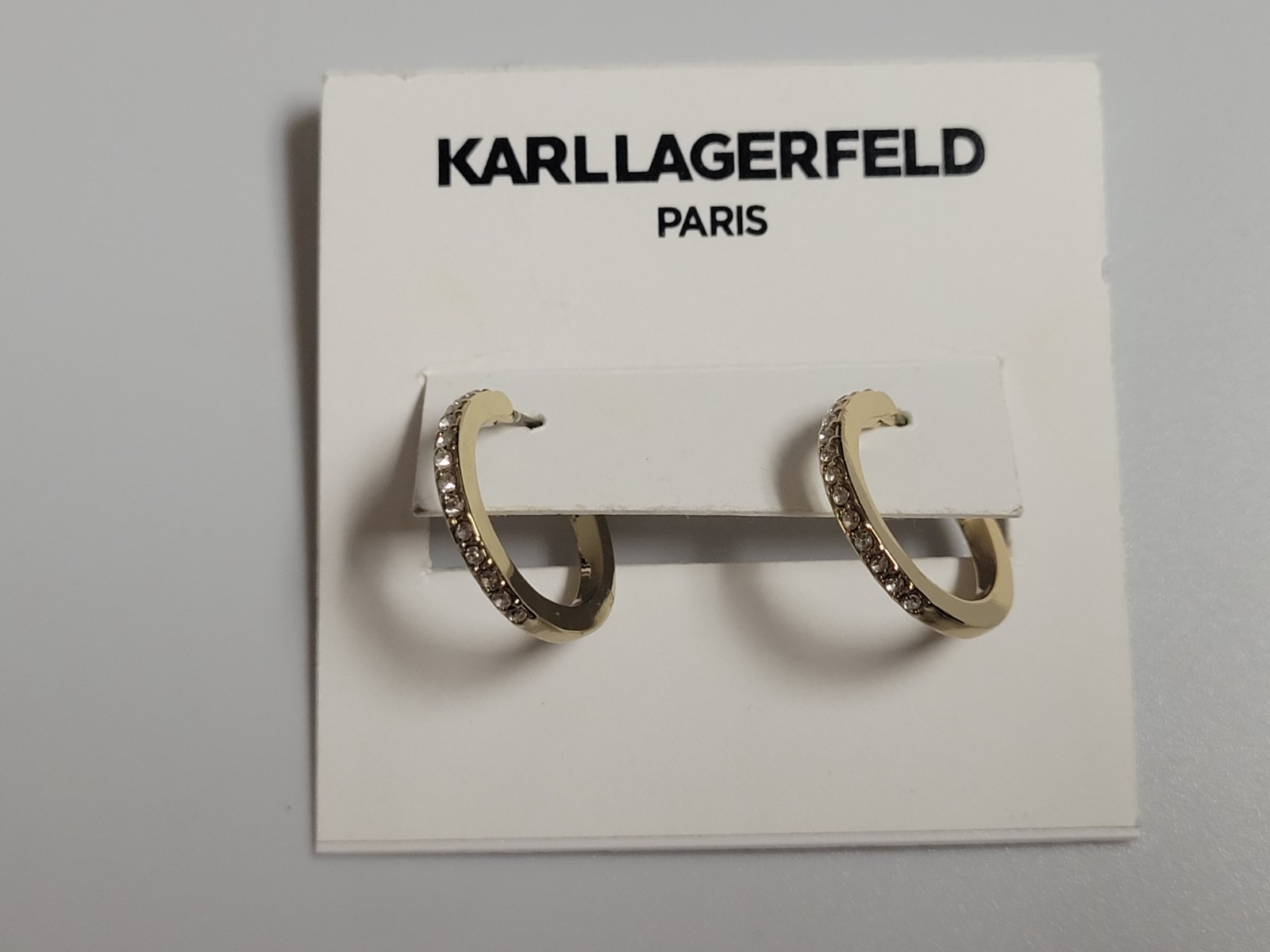 Karl Lagerfeld Paris Extra-Small Pavé Hoop Earrings, 0.35″ (2022) Brand New USA