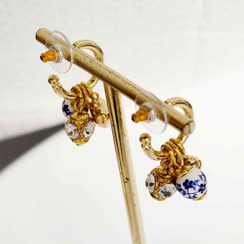 New Talbots Bead Heart Convertible Hoop Earrings Women Party Vacation Jewelry