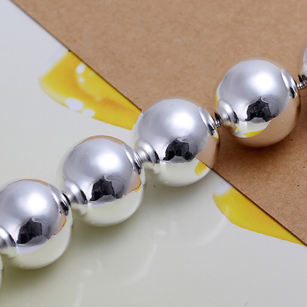 Unisex 925 Sterling Silver Bracelet Beads Balls Size 8 Inches 14MM Lobster L36