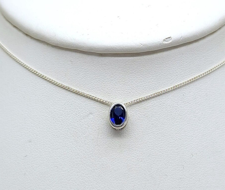 Blue Sapphire Slider pendant 925 sterling silver pendant Minimalist pendant