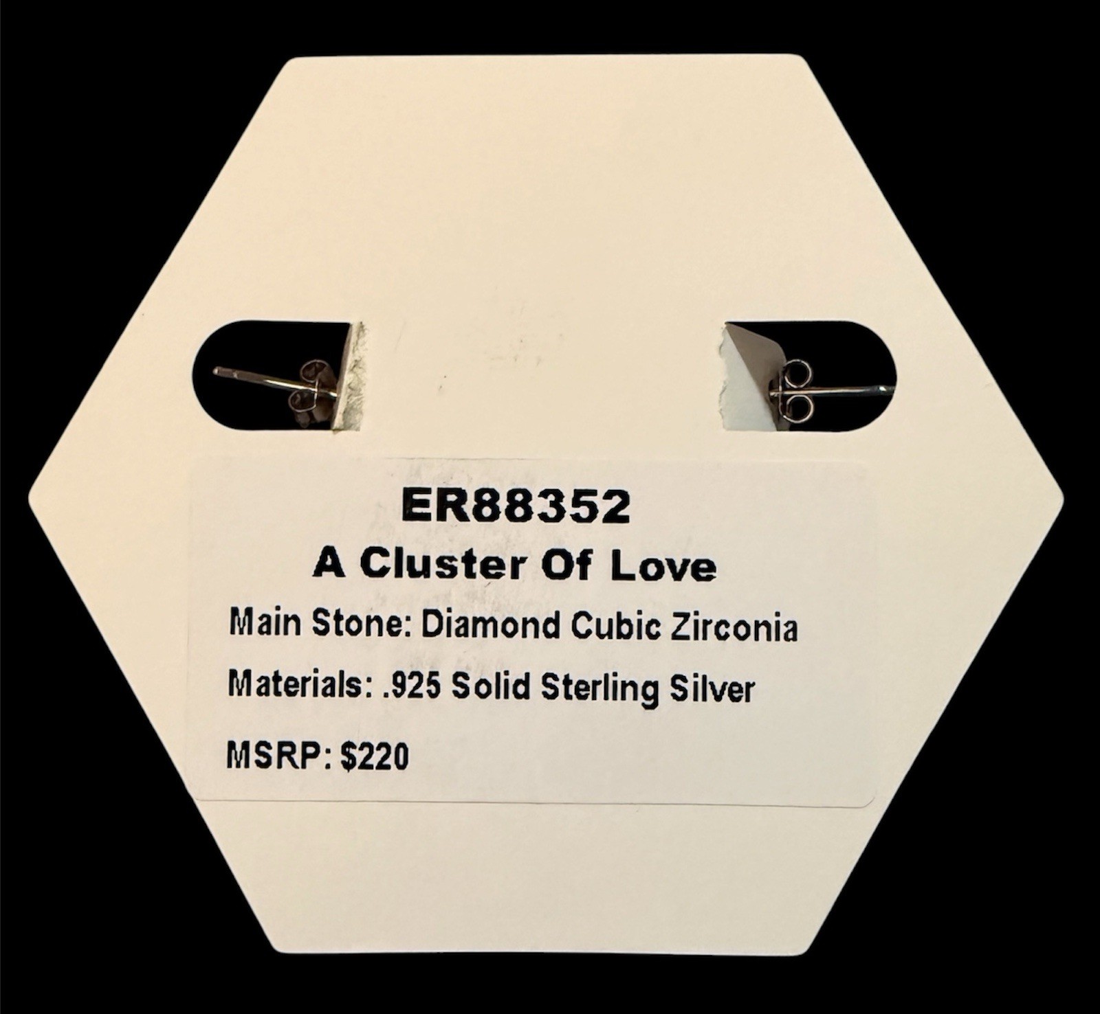Bomb Party ER88352 Diamond CZ Hoops .925 SS April 2025 Bday Collection MSRP $220
