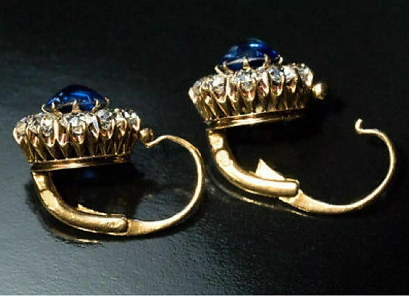 3.99Ct Oval Cut Lab Created Sapphire Drop Dangle Wedding 14K Gold FN Earrings