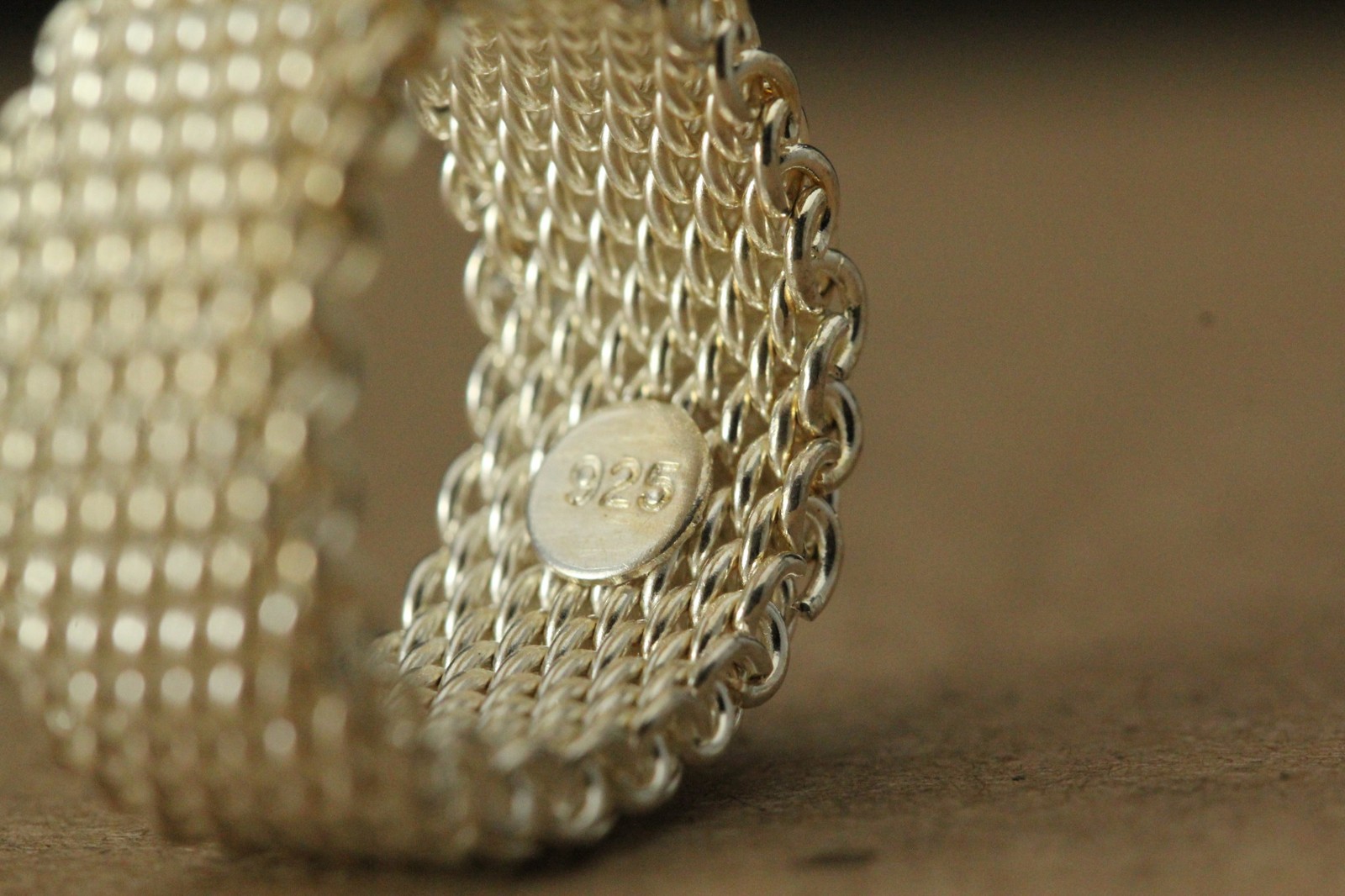 925 Sterling Silver Woven ? “Mail” Size 6.75 Ring 5.6 Grams (RIN9471)