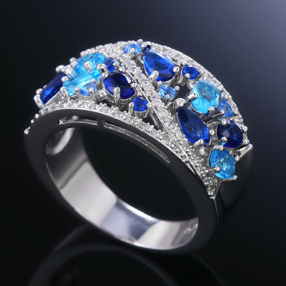 Gorgeous 925 Silver Filled Ring Women Cubic Zircon Jewelry Gift Sz 6-10