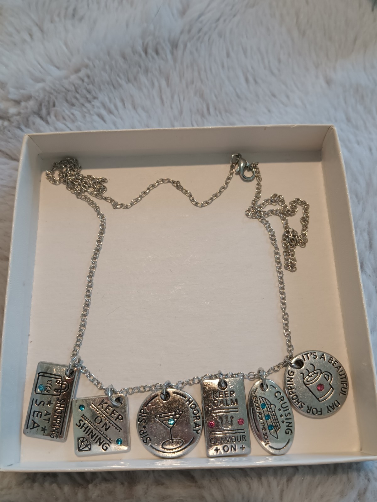 EFFY At Sea Cruise Shopping Charms Grandma Souvenir Necklace Costume Jewelry