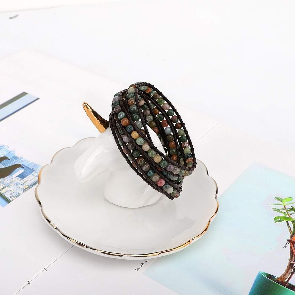 Elegant Multi-Layer Leather and Bead Wrap Bracelet for Women – Adjustable Size