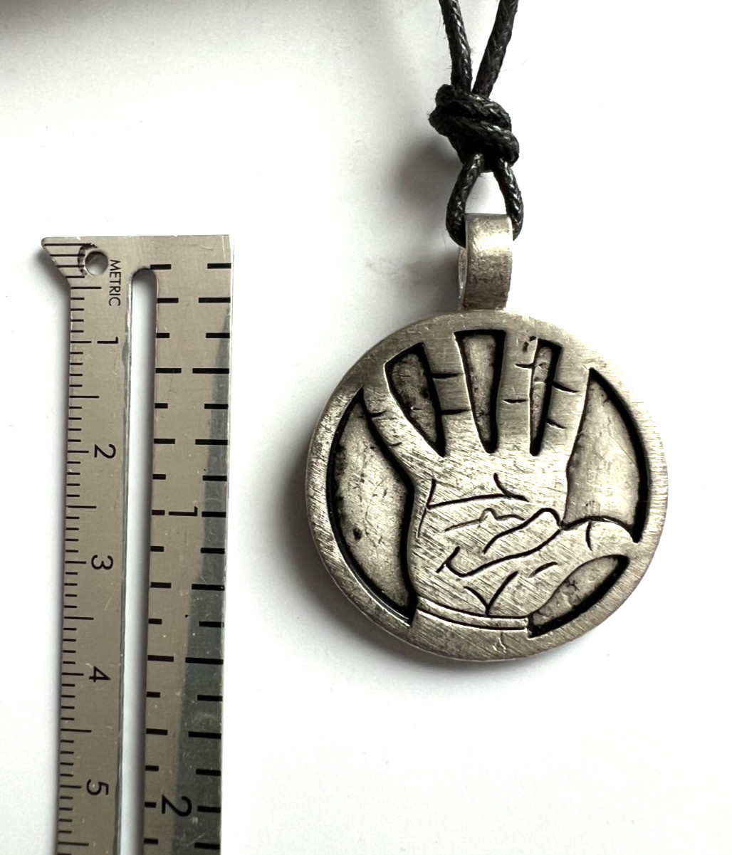 Good Luck Hand of Fortune Pendant Amulet Necklace Brushed Nickle Free Pewter NEW