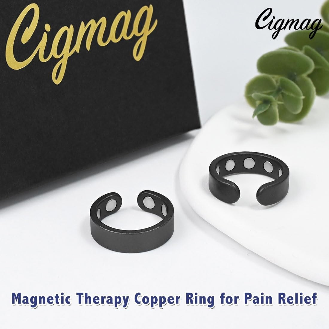 9X Magnetic Copper Rings Women Men Adjustable Solid Pure Copper Ring Arthritis