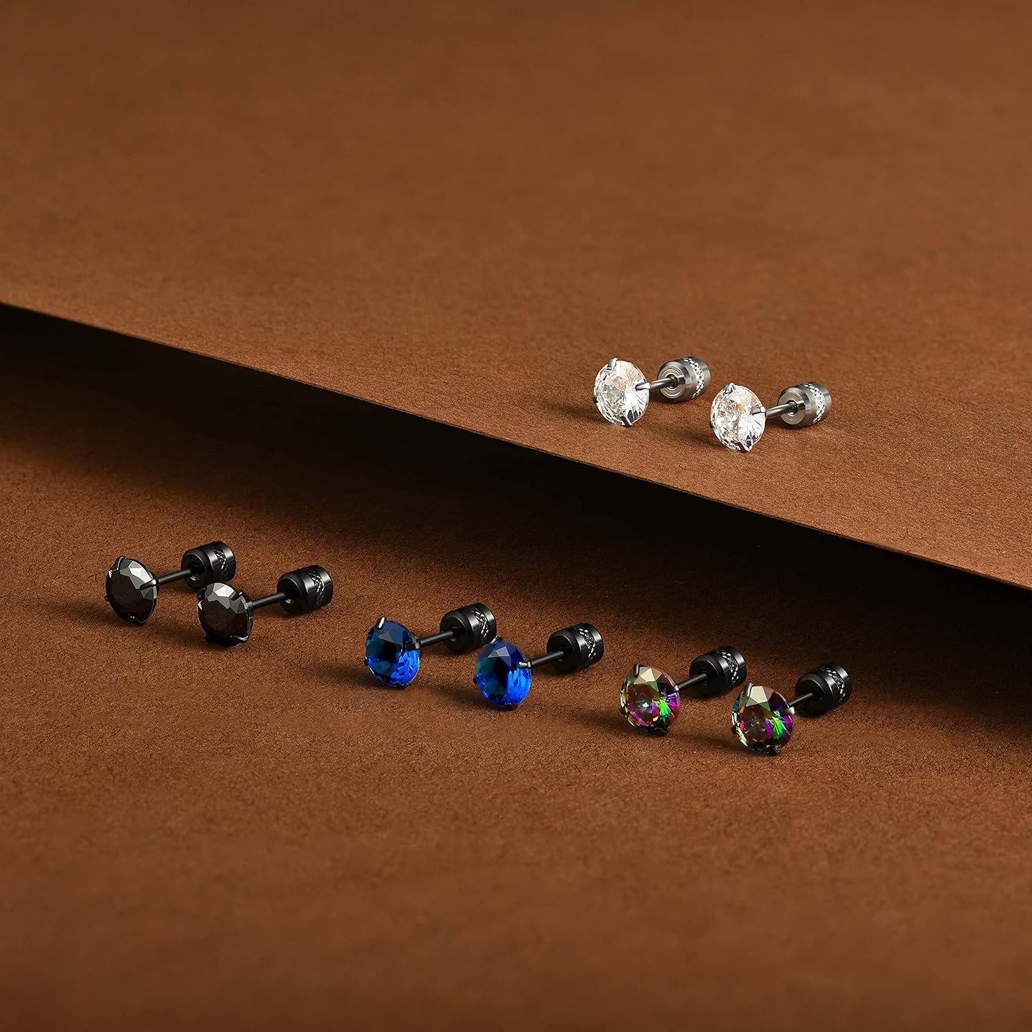 SIISPRI 4 Pairs Titanium Screw Back Surgical Stainless Steel Stud Earrings