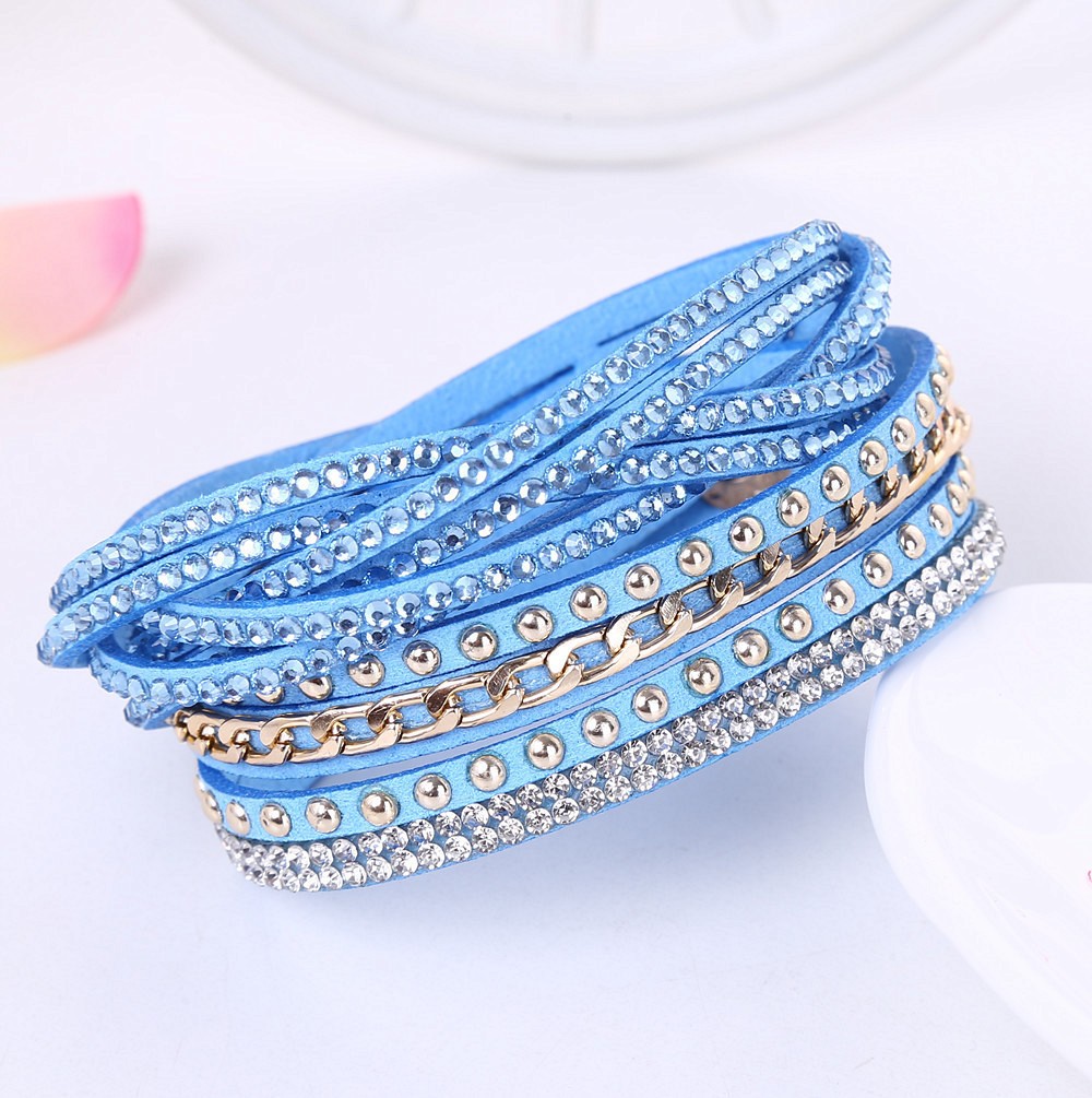 Multi-Layer Hot Stamping Wristband Multi Row Diamond Inlaid Bracelet Wrist Strap
