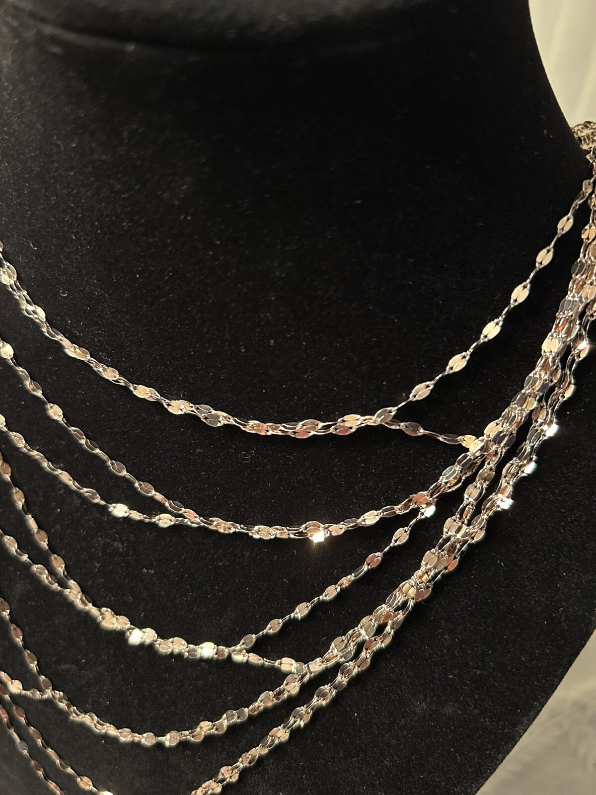 10 Strand Delicate Mariner Link Necklace In Rose/Gold-tone Finish