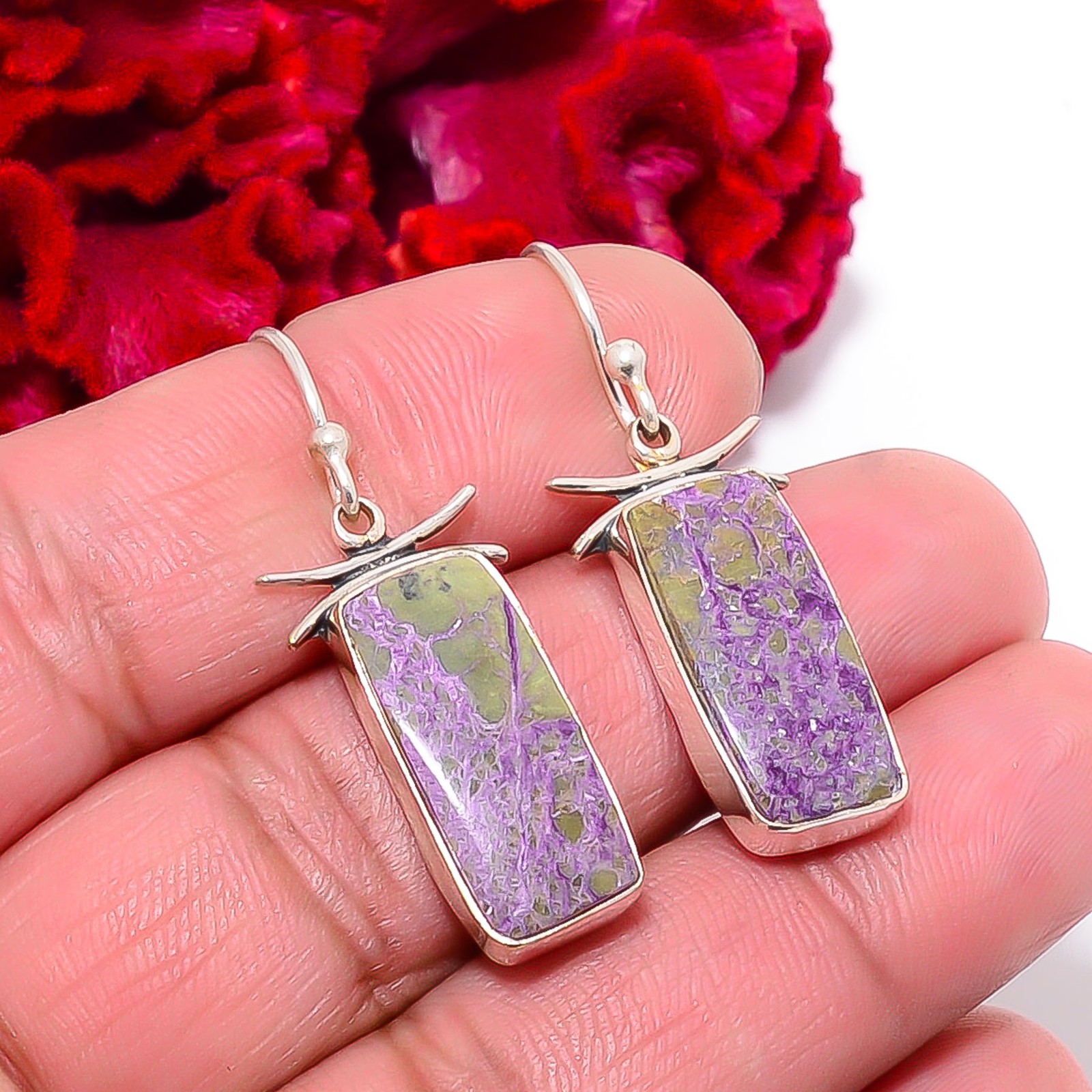 Stichtite – Island Of Tasmania 925 Sterling Silver Earring 1.56″ E97445