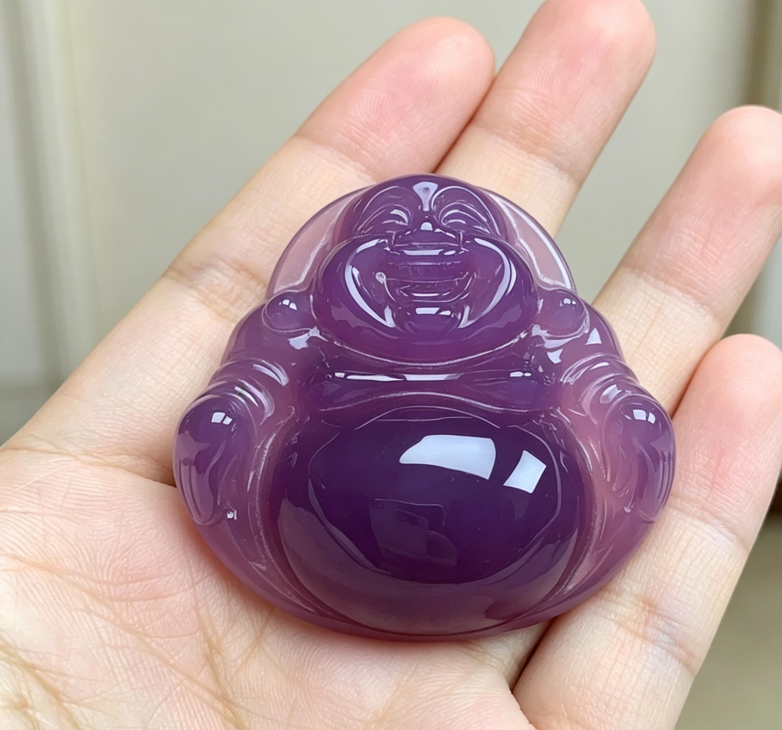 Nature ice Purple Myanmar Jade jadeite bracelets Bangle 58mm Maitreya Buddha