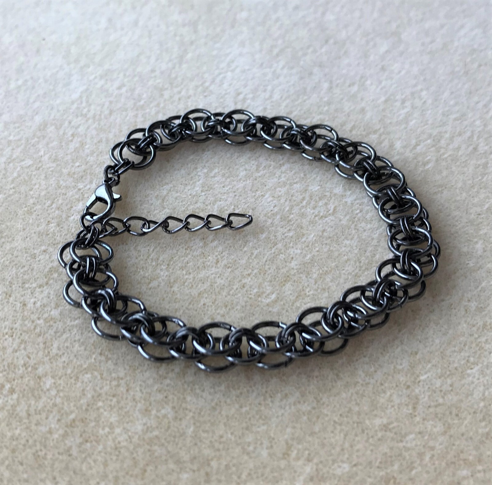 Gunmetal Black Celtic Weave Chainmail Bracelet in Gift Bag – Viking Unisex