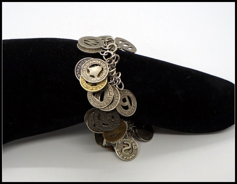 Unique Vintage 1920s-50s Transit Bus Token Convertible Charm Necklace & Bracele