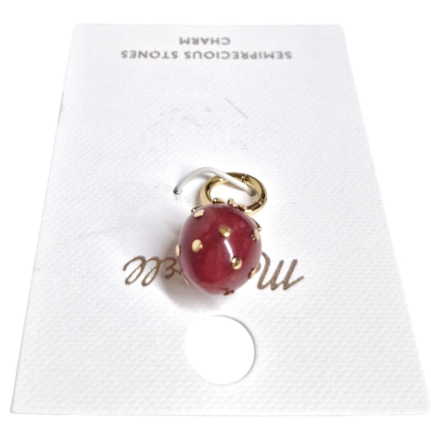 Madewell Semiprecious Strawberry Charm Antique Gold Red Brass Nickel Safe New