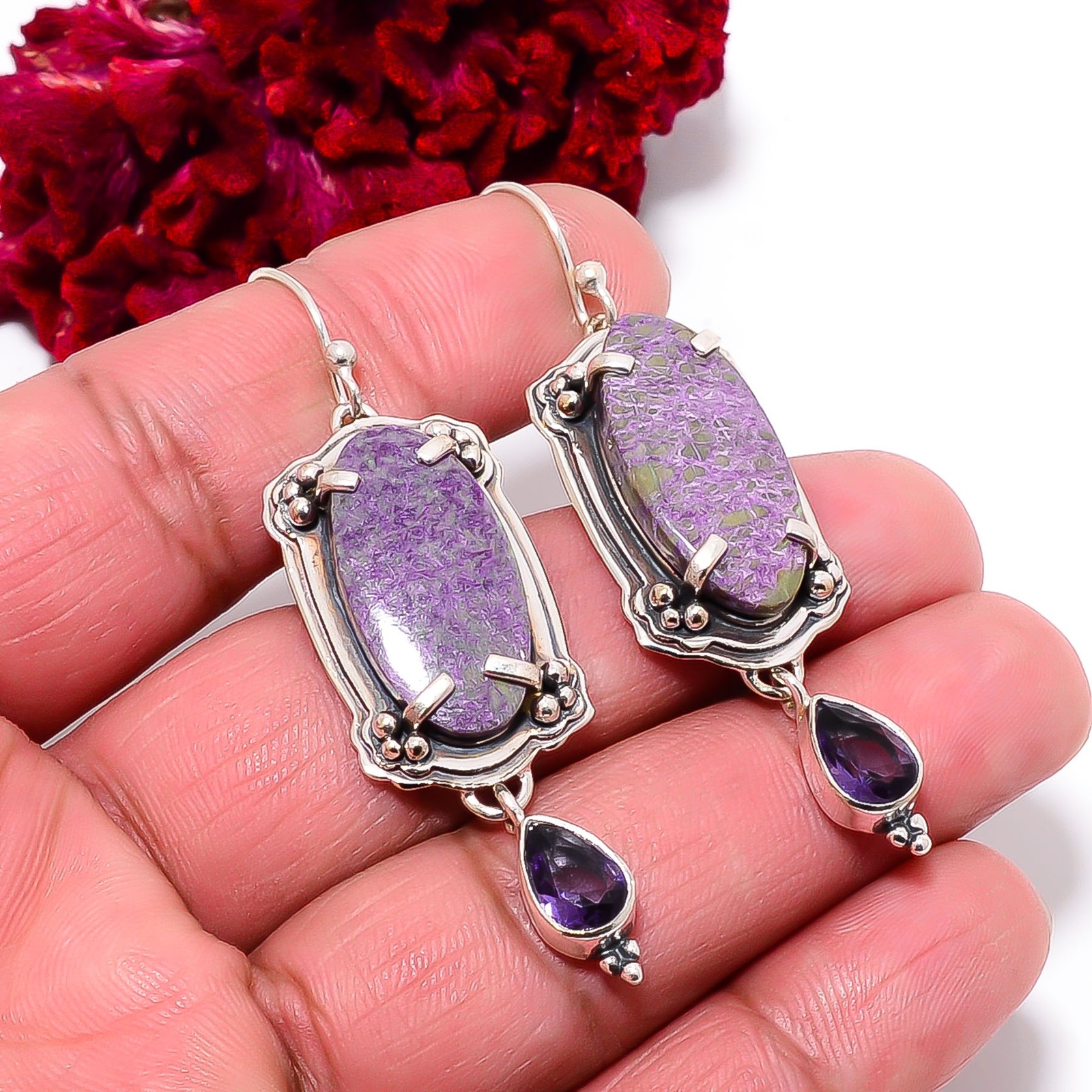 Stichtite – Island Of Tasmania Handmade 925 Sterling Silver Earring 2.42″ E98767