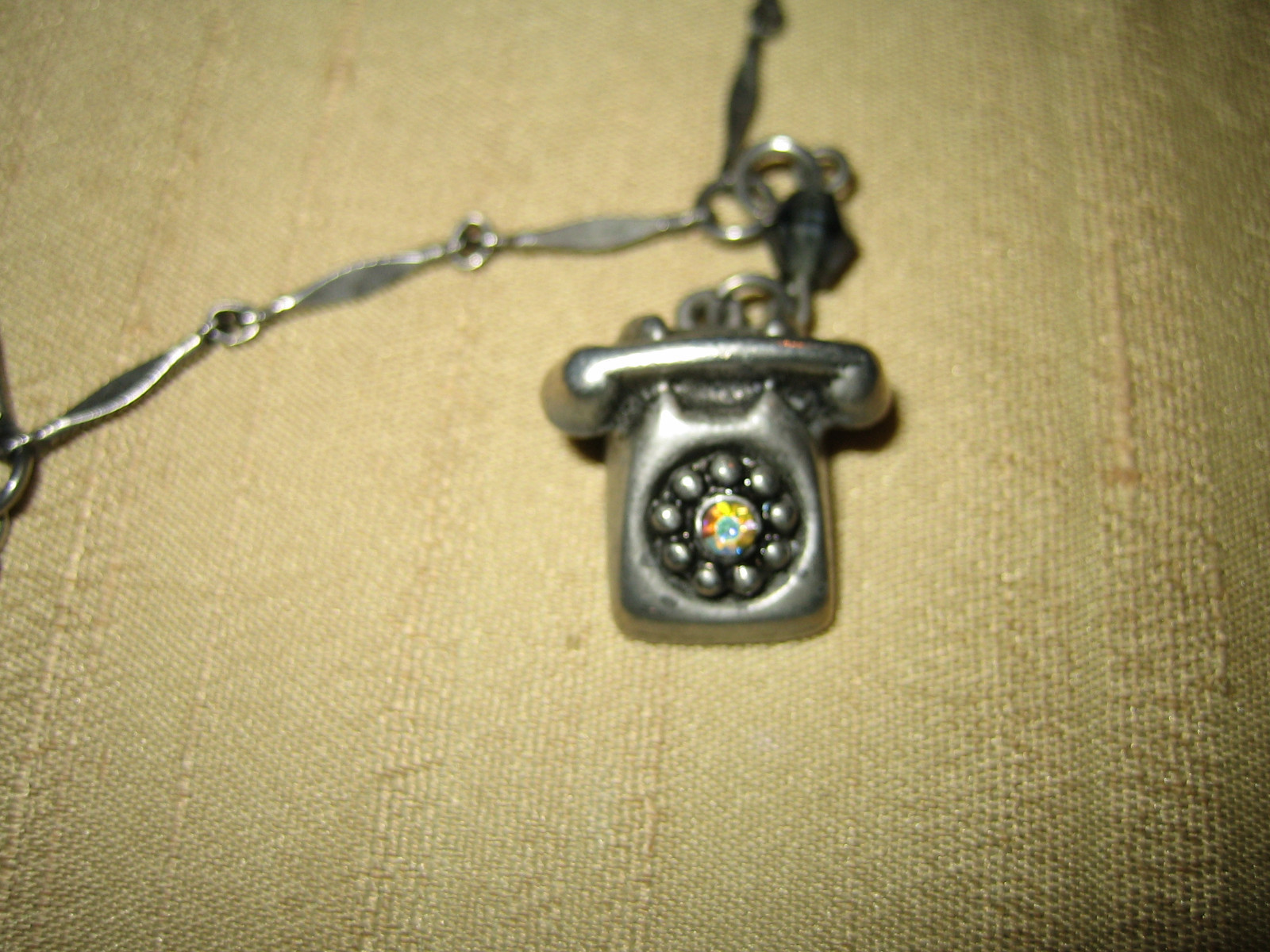 SWEET ROMANCE Pewter, Assorted Telephone Charm Necklace. 28″ USA