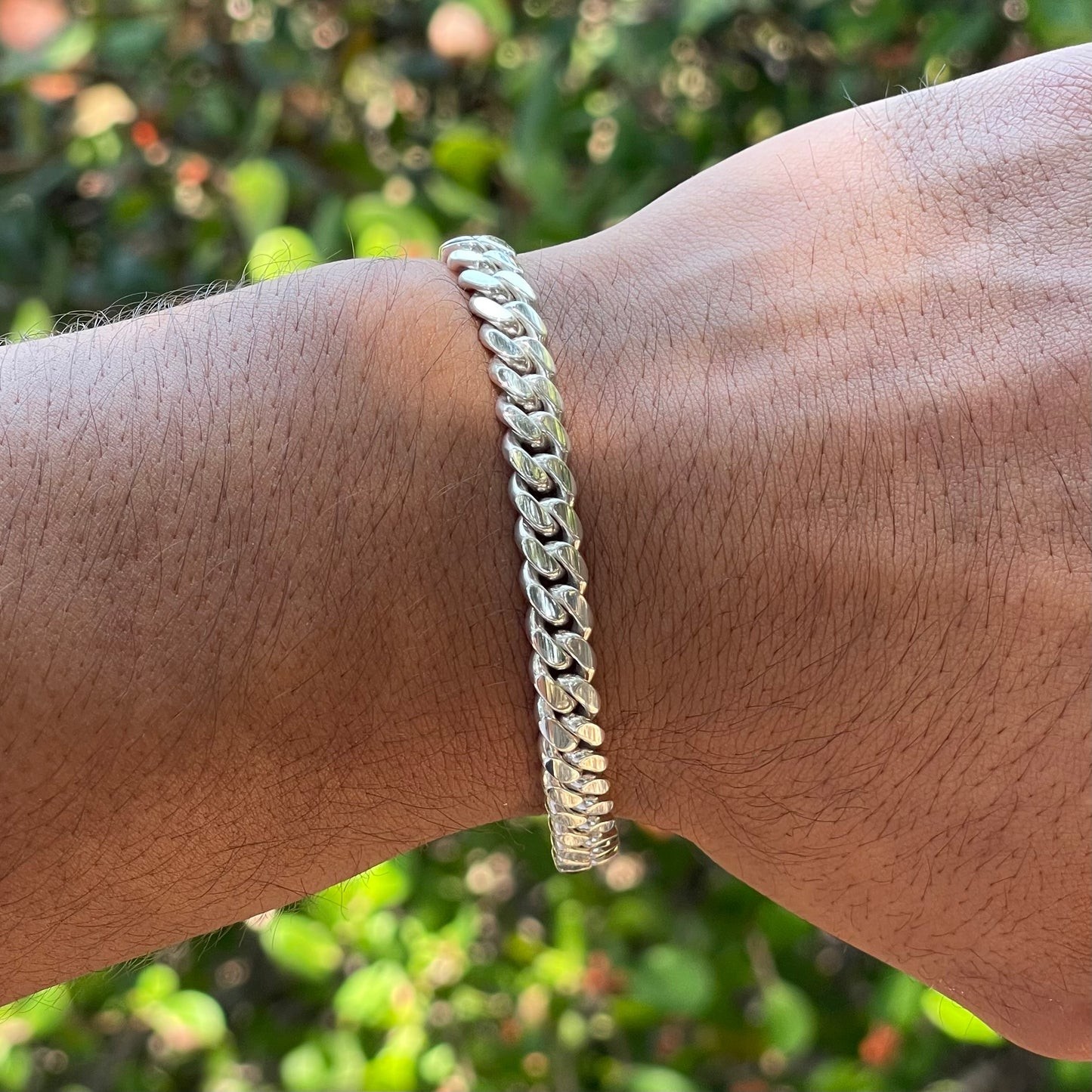 Real Miami Cuban Link Bracelet Solid 925 Sterling Silver Box Clasp ITALY 6mm