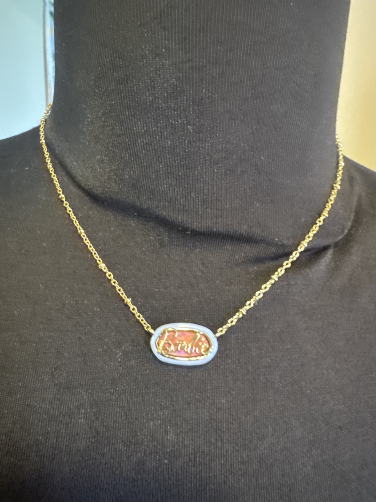 Barbie x Kendra Scott Gold Elisa Logo Necklace Pink RARE!!!!!