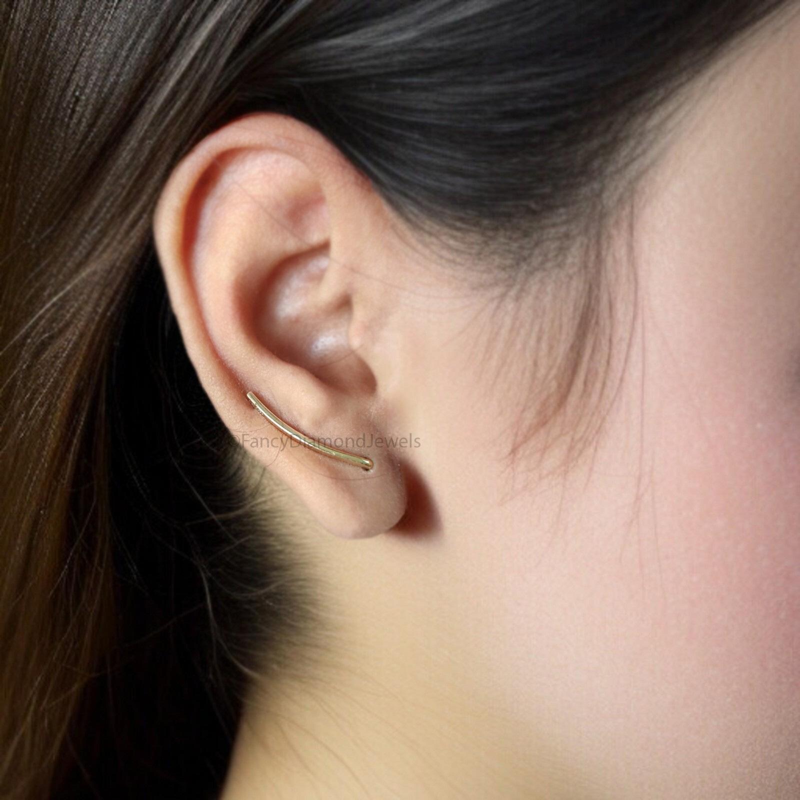 20 mm Dainty Long Ear Climbers Ear Crawler Bar Ear Climber Silver Sweep Ear Pin