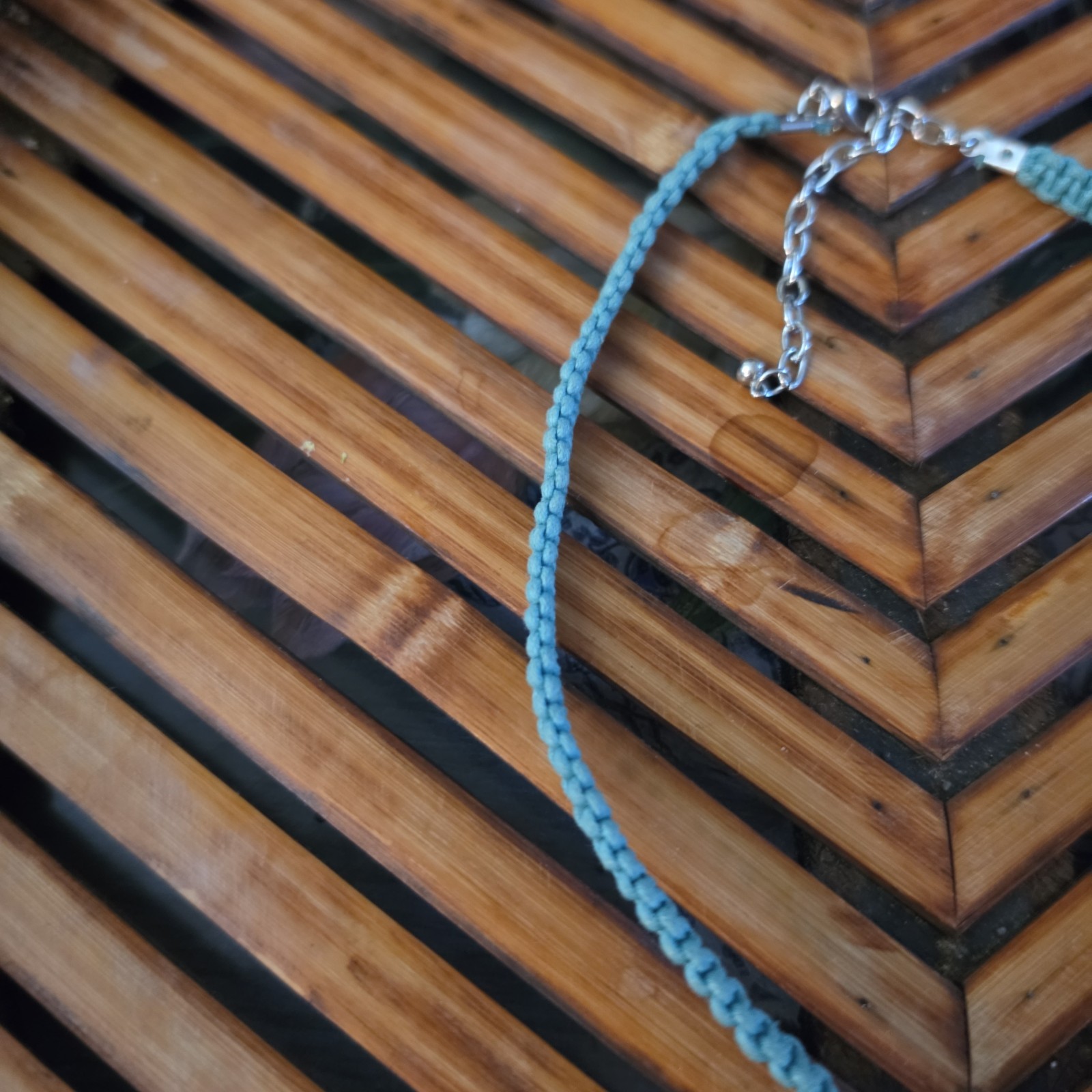 Boho Teal Macrame Choker Necklace Genuine Cowrie Shell Flower Pendant Beach