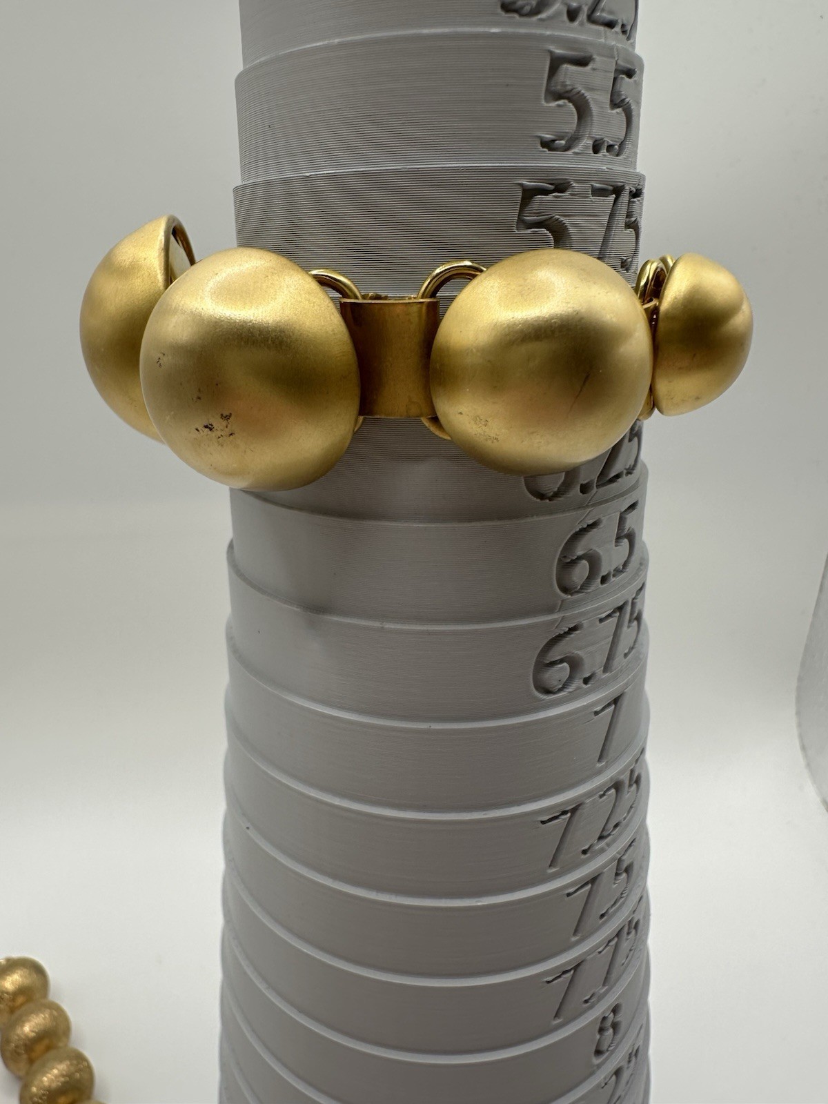 Gold Tone Plastic Beaded Necklace And Metal Bracelet