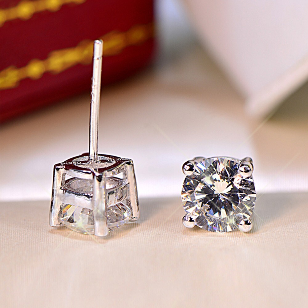 2 CT Simulated Diamond Earring’s Silver Plated Tiny Stud Valentine Gift Earrings